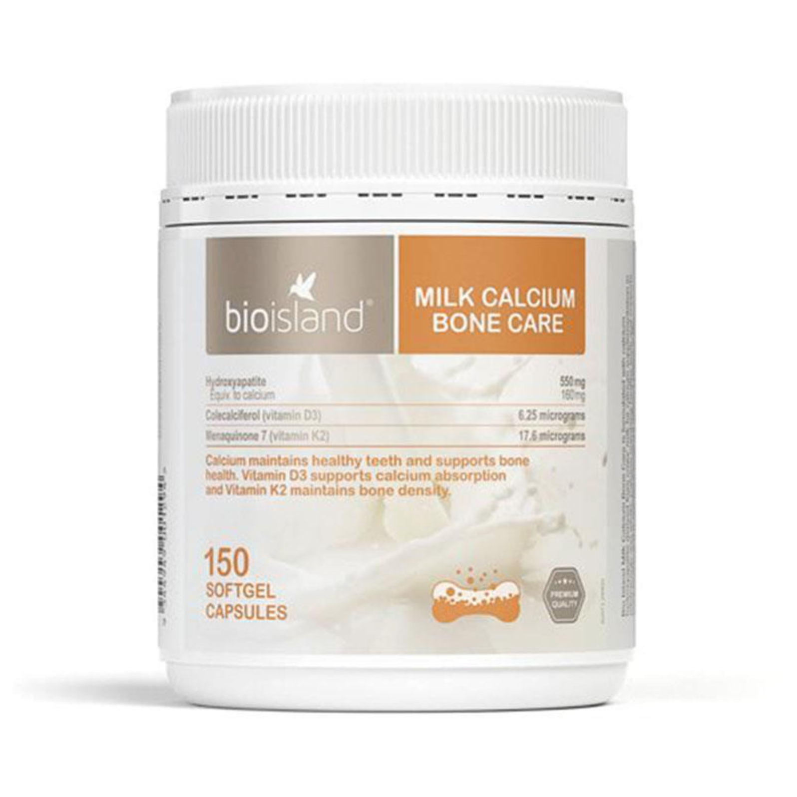 Bio Island Milk Calcium Bone Care 澳洲天然牛乳鈣軟膠囊 150粒