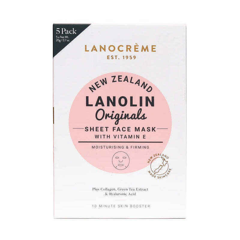 Lanocreme Lanolin Originals 紐西蘭 維他命Ｅ保濕緊緻面膜 5片入