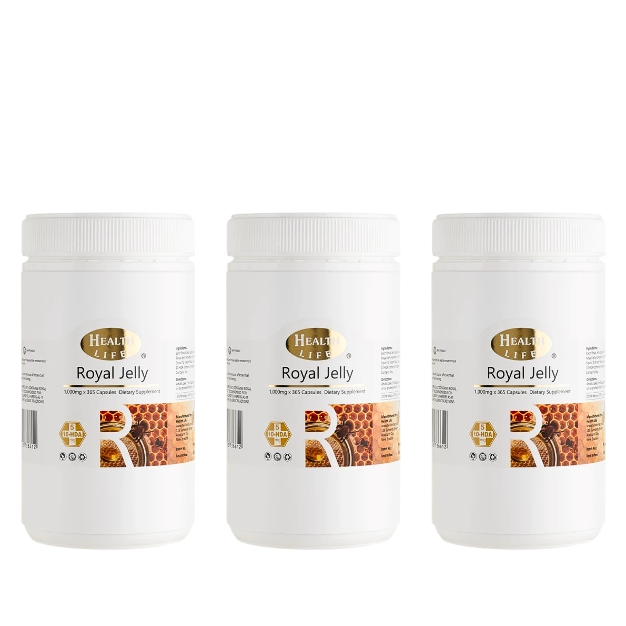 Health Life Royal Jelly 紐西蘭 蜂王乳膠囊 1000mg 365粒 3入