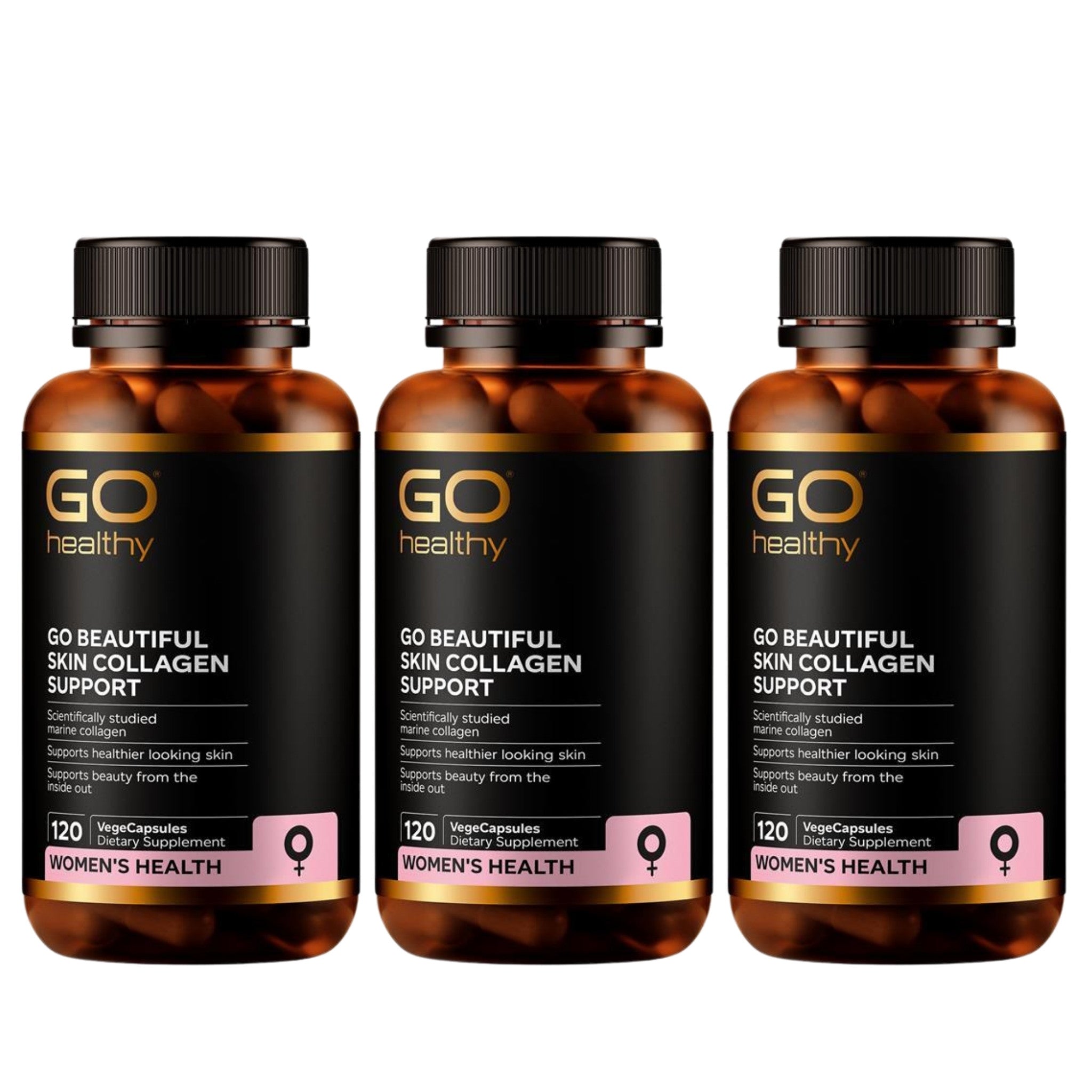 Go Healthy Go Beautiful Skin 紐西蘭高之源 美肌膠原蛋白膠囊 120粒 素食膠囊 3入
