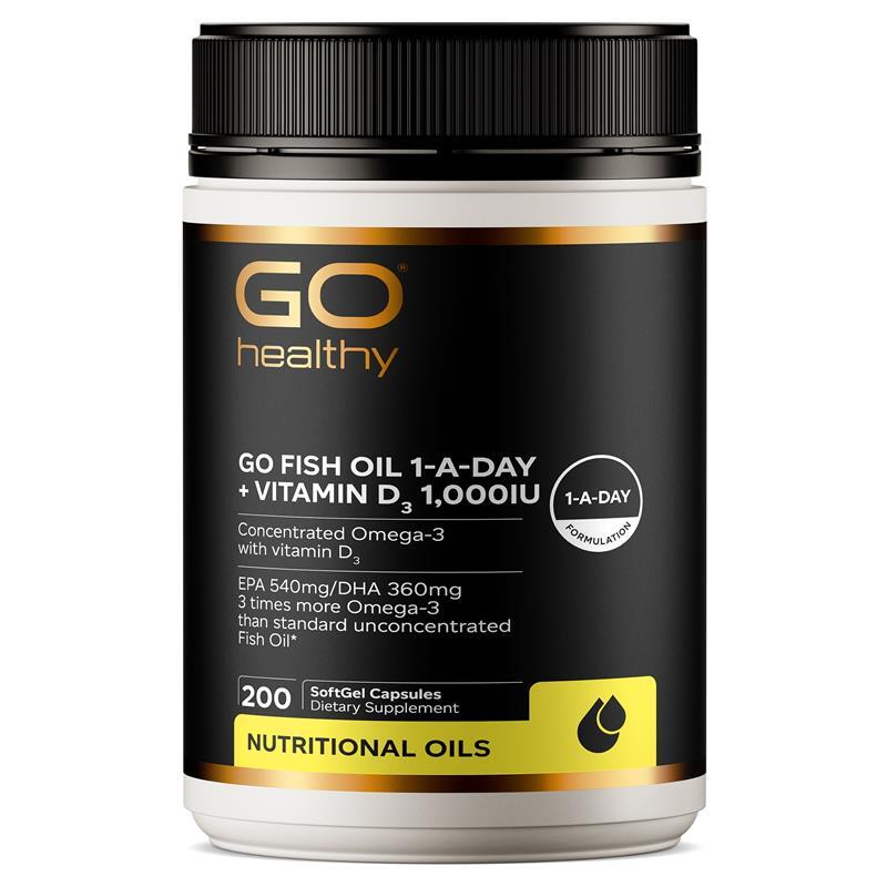 Go Healthy Fish Oil One A Day 紐西蘭 3倍濃縮每日魚油＋維他命D3 200粒