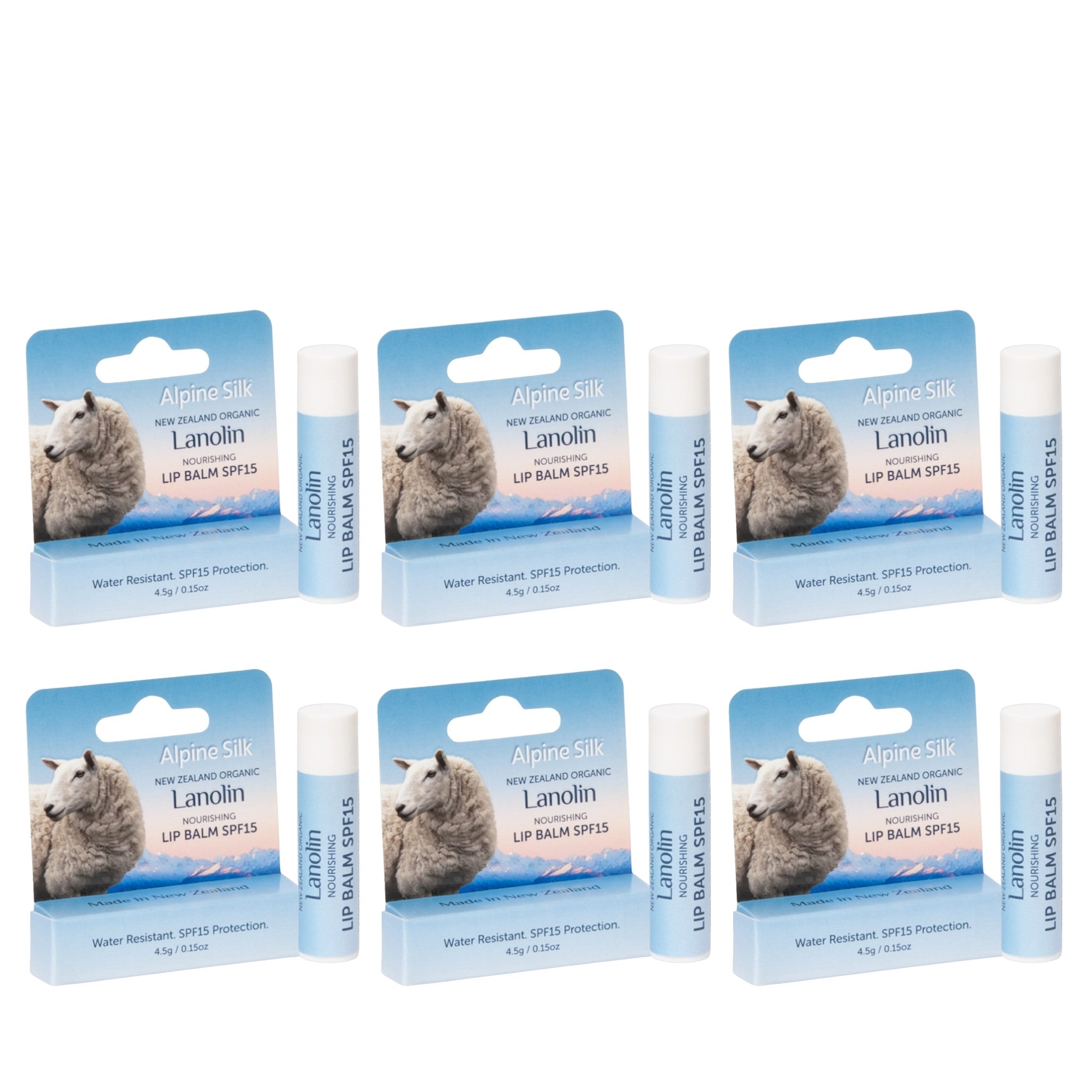 Alpine Silk   SPF15 Lip Balm 有機羊毛脂防曬潤唇膏 4.5g 6入
